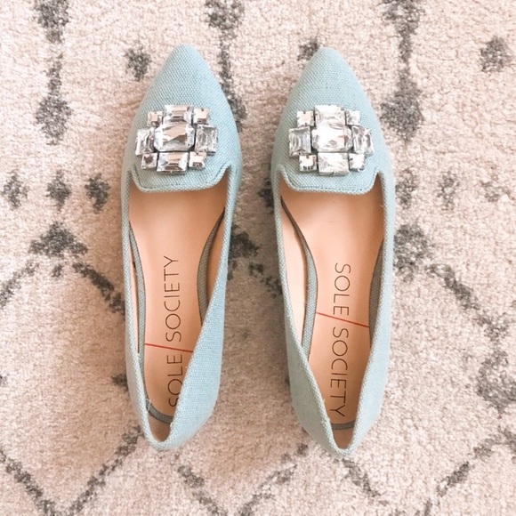 Sole Society Shoes - Sole Society | Libry Blue Bejeweled Smoking Flat 6